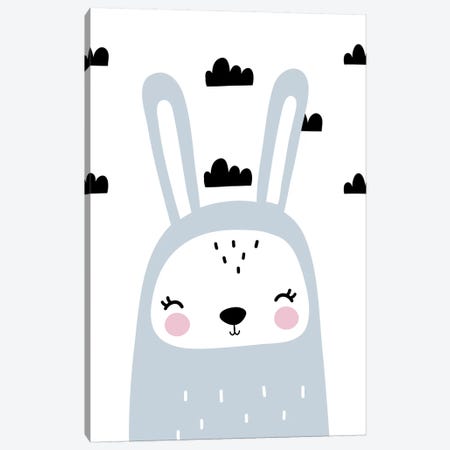 Bunny Blue With Clouds Scandi Canvas Print #PXY109} by Pixy Paper Canvas Print