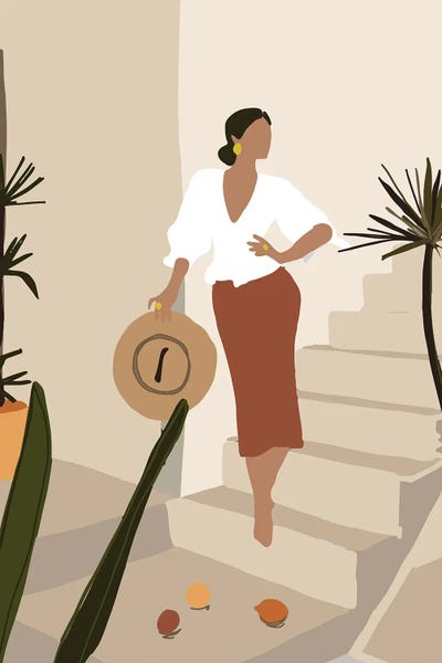 Women's Tops: Mica Girl On Stairs VIII by Pixy Paper