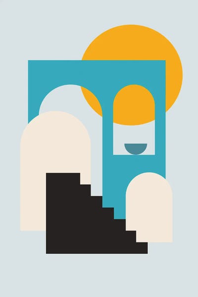 Mita Teal Stairs To Sun V by Pixy Paper art print