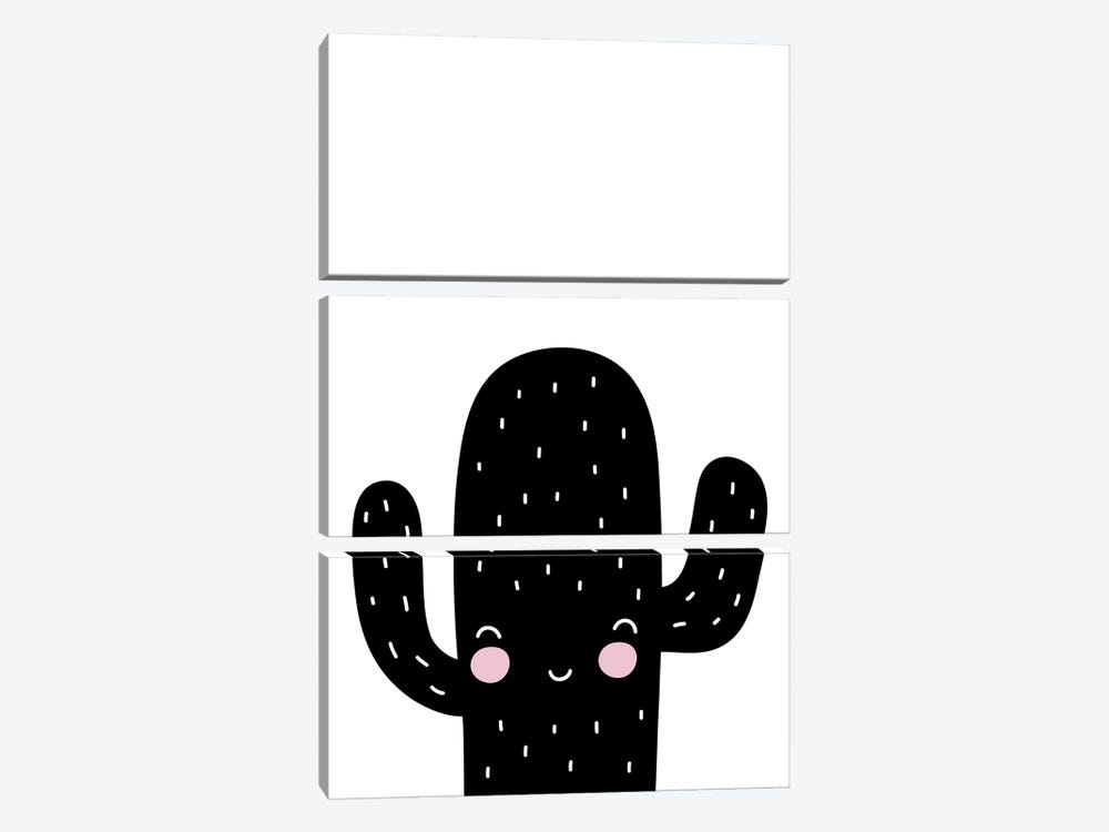 Cactus Black And White Scandi by Pixy Paper 3-piece Canvas Print