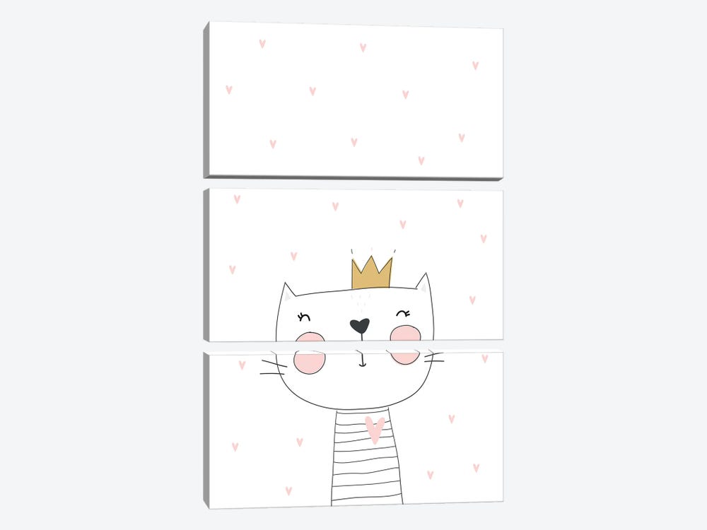 Cat With Crown Stars by Pixy Paper 3-piece Art Print
