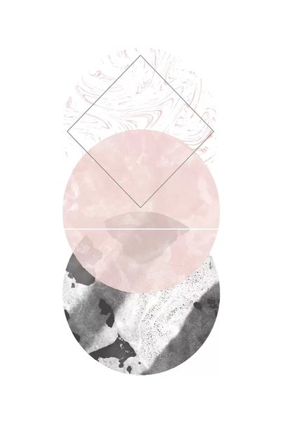 Circles Black And Pink Marble Abstract by Pixy Paper canvas print