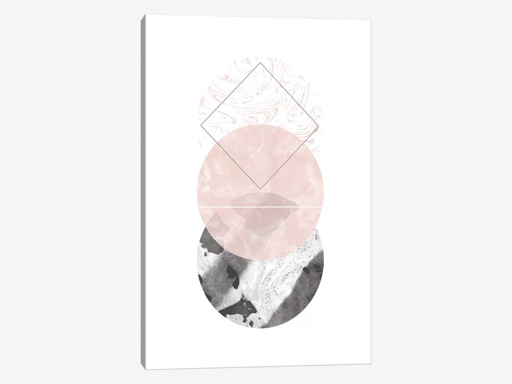 Circles Black And Pink Marble Abstract by Pixy Paper 1-piece Art Print