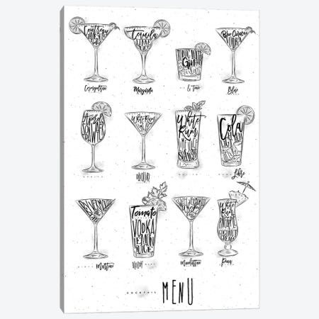 Cocktails Menu Canvas Print #PXY130} by Pixy Paper Canvas Artwork