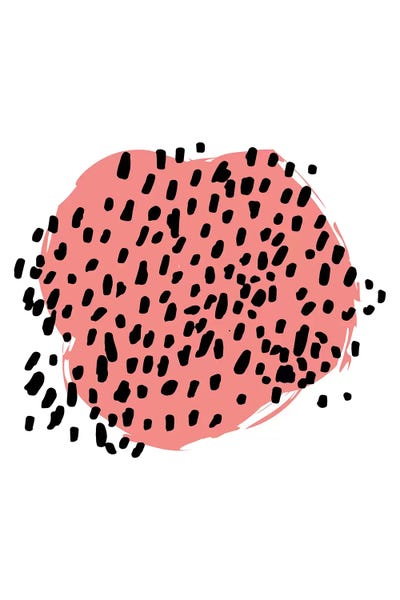 Coral With Black Polka by Pixy Paper art print
