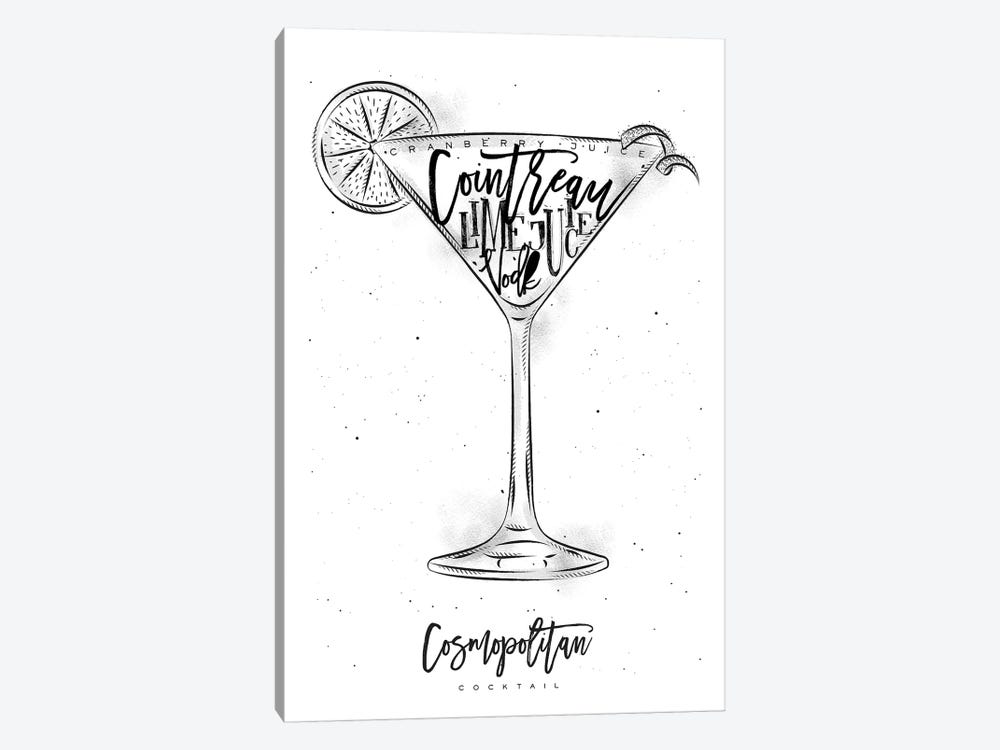 Cosmopolitan Cocktail White Background by Pixy Paper 1-piece Canvas Art