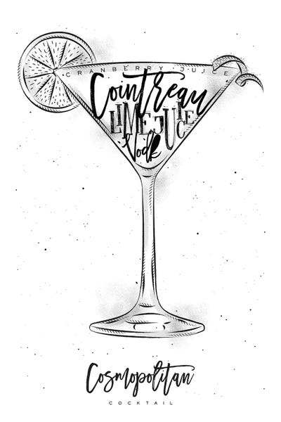 Cosmopolitan: Cosmopolitan Cocktail White Background by Pixy Paper