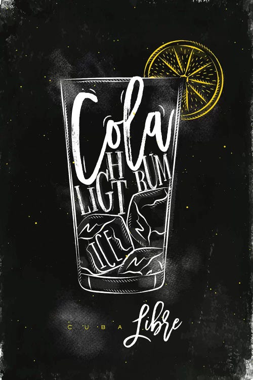 Cuba Libre Cocktail Black Background