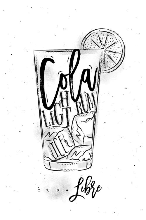 Cuba Libre Cocktail White Background