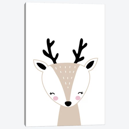 Deer Beige Canvas Print #PXY145} by Pixy Paper Canvas Wall Art