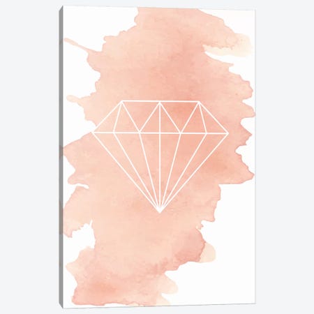 Diamond Peach Watercolour Canvas Print #PXY147} by Pixy Paper Canvas Art