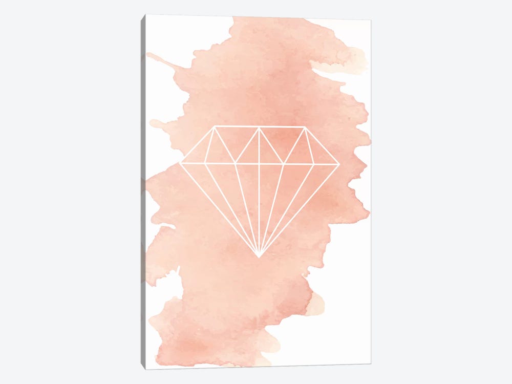 Diamond Peach Watercolour by Pixy Paper 1-piece Canvas Artwork