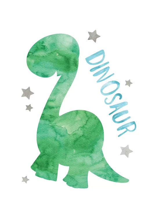 Dinosaur Green & Blue Watercolour
