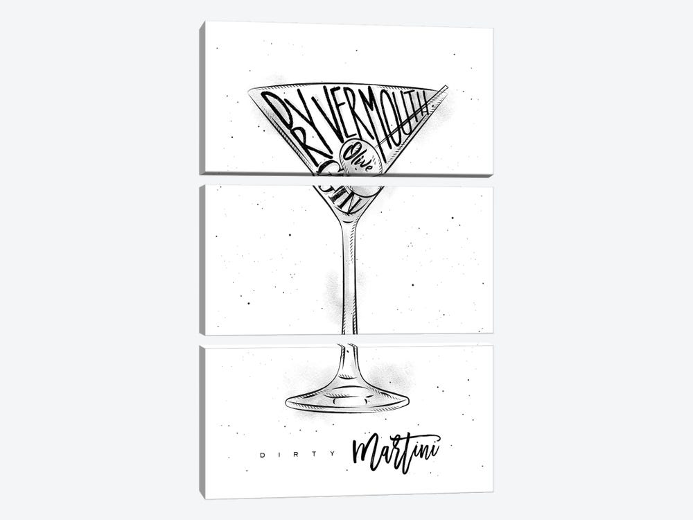 Dirty Martini White Background by Pixy Paper 3-piece Canvas Wall Art