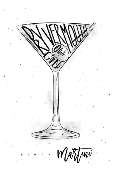 Martini: Dirty Martini White Background by Pixy Paper