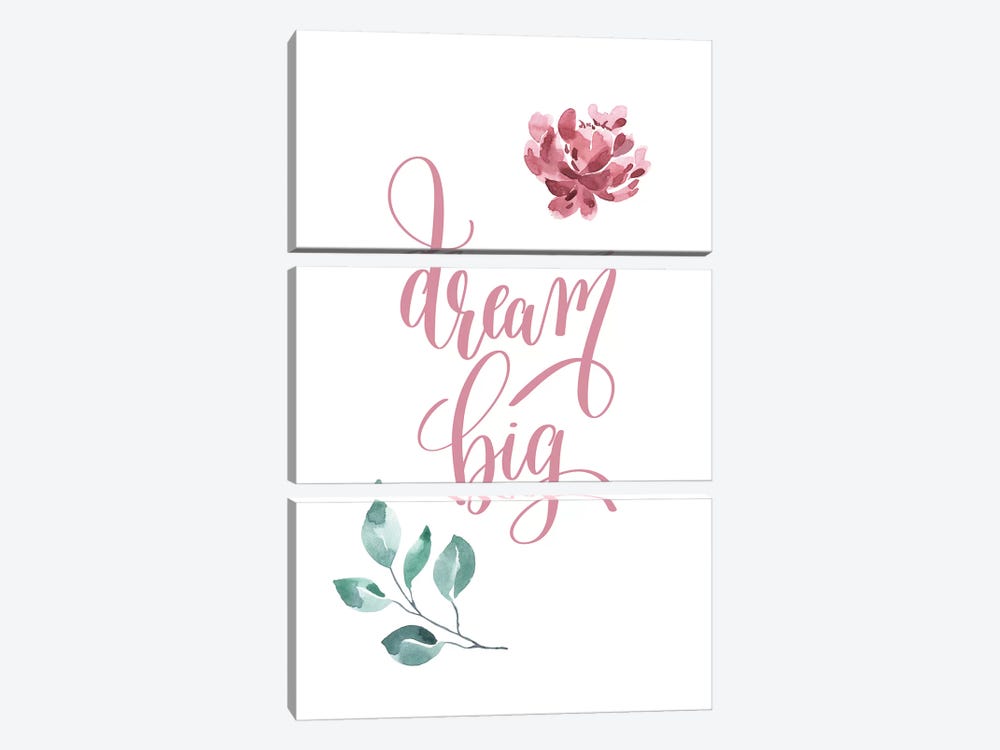 Dream Big Pink Floral Collection by Pixy Paper 3-piece Art Print