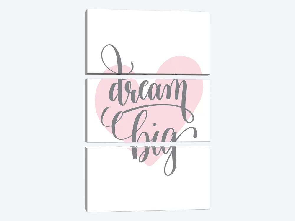 Dream Big Pink Heart by Pixy Paper 3-piece Canvas Artwork