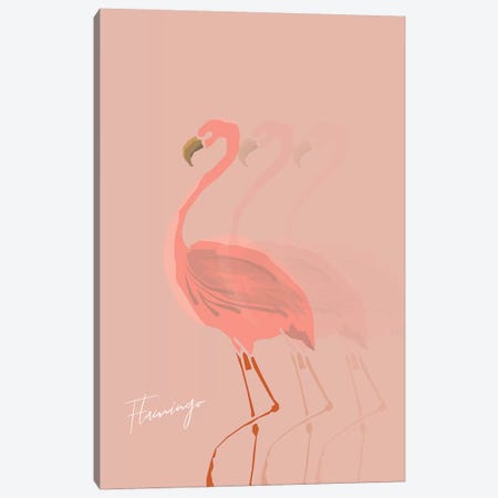 Flamingo Shadow Canvas Print #PXY179} by Pixy Paper Canvas Wall Art