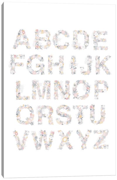 Floral Alphabet Canvas Art Print - Full Alphabet Art