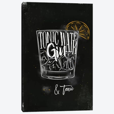Gin & Tonic Cocktail Black Background Canvas Print #PXY199} by Pixy Paper Canvas Artwork