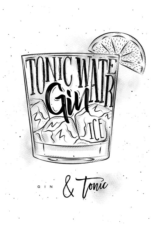 Gin & Tonic Cocktail White Background