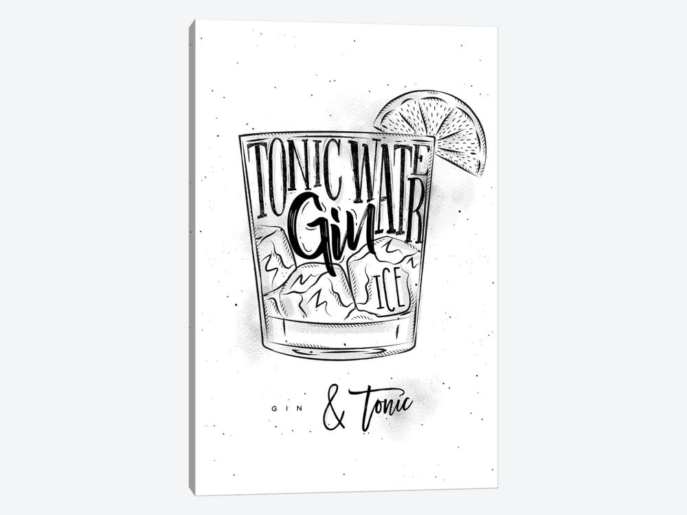 Gin & Tonic Cocktail White Background by Pixy Paper 1-piece Art Print