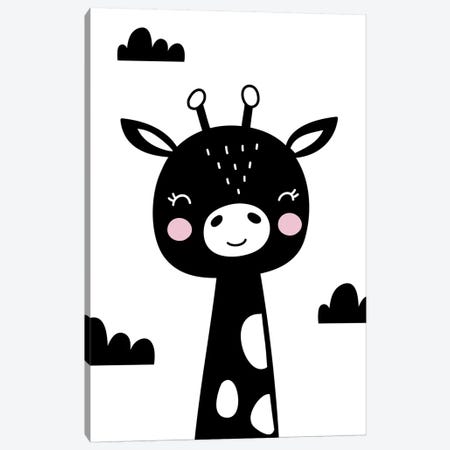 Giraffe Scandi Black Canvas Print #PXY202} by Pixy Paper Canvas Artwork