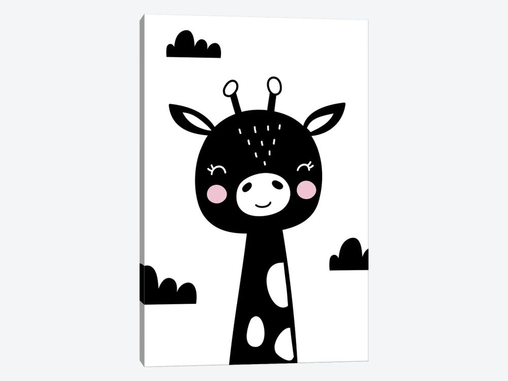 Giraffe Scandi Black by Pixy Paper 1-piece Canvas Print