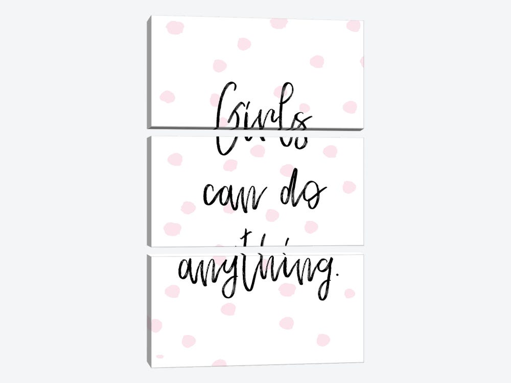 Girls Can Pink Polka by Pixy Paper 3-piece Canvas Wall Art