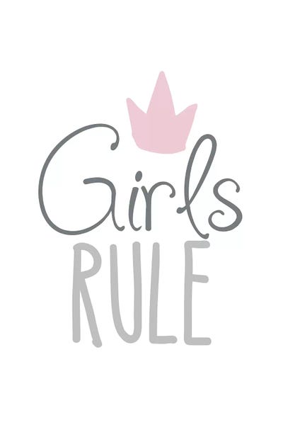 Girls Rule Pink And Grey by Pixy Paper canvas print