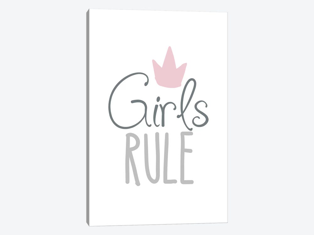 Girls Rule Pink And Grey by Pixy Paper 1-piece Canvas Art Print
