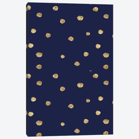 Gold Polka Dots With Royal Blue Background Canvas Print #PXY205} by Pixy Paper Canvas Print