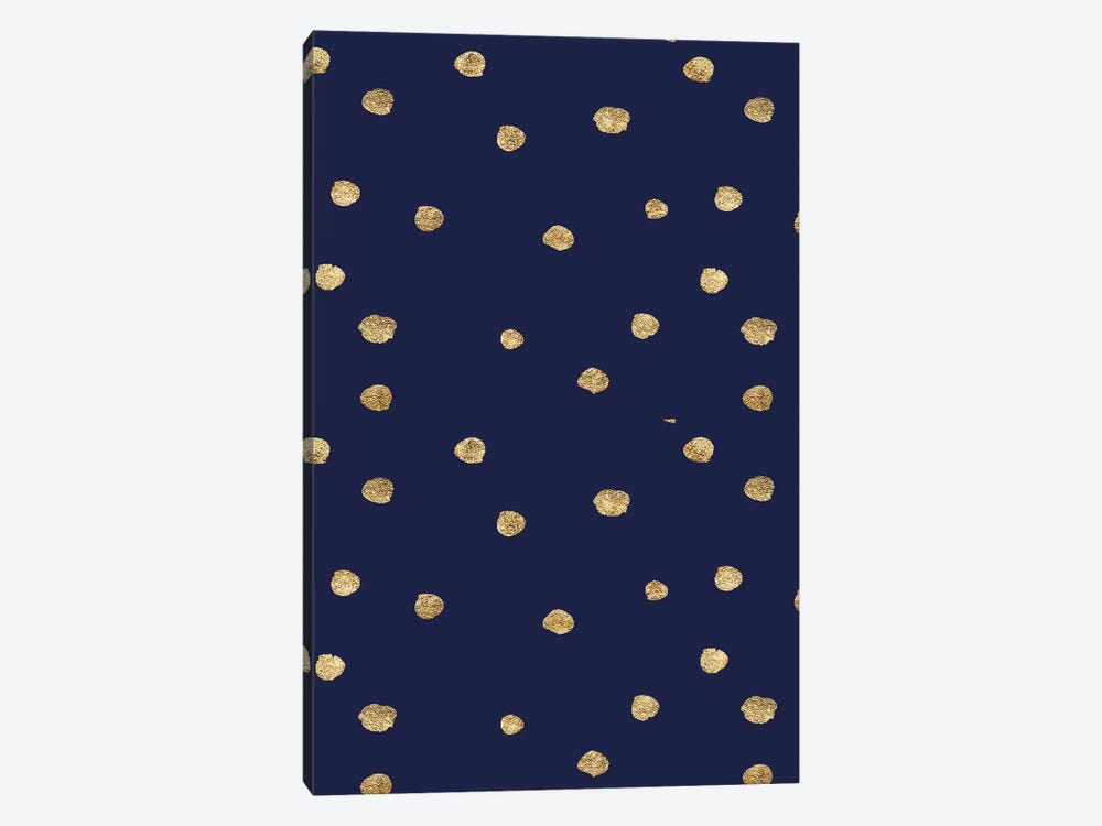 Gold Polka Dots With Royal Blue Background by Pixy Paper 1-piece Canvas Artwork