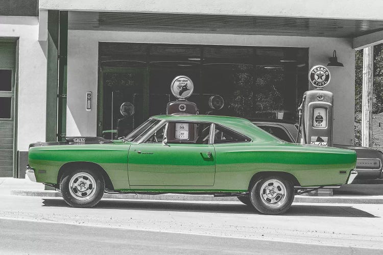 Green Car Gas Pump