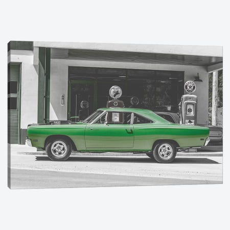 Green Car Gas Pump Canvas Print #PXY210} by Pixy Paper Canvas Art Print