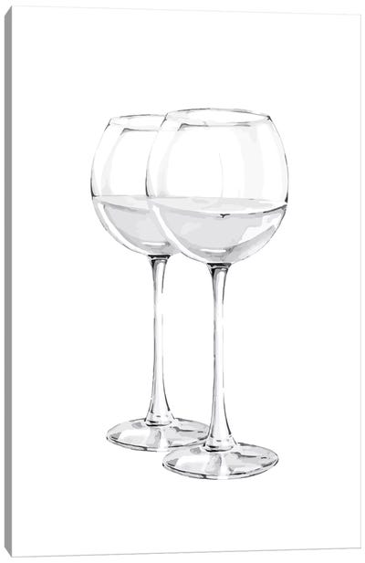 Grey Wine Glasses Canvas Art Print - Pixy Paper
