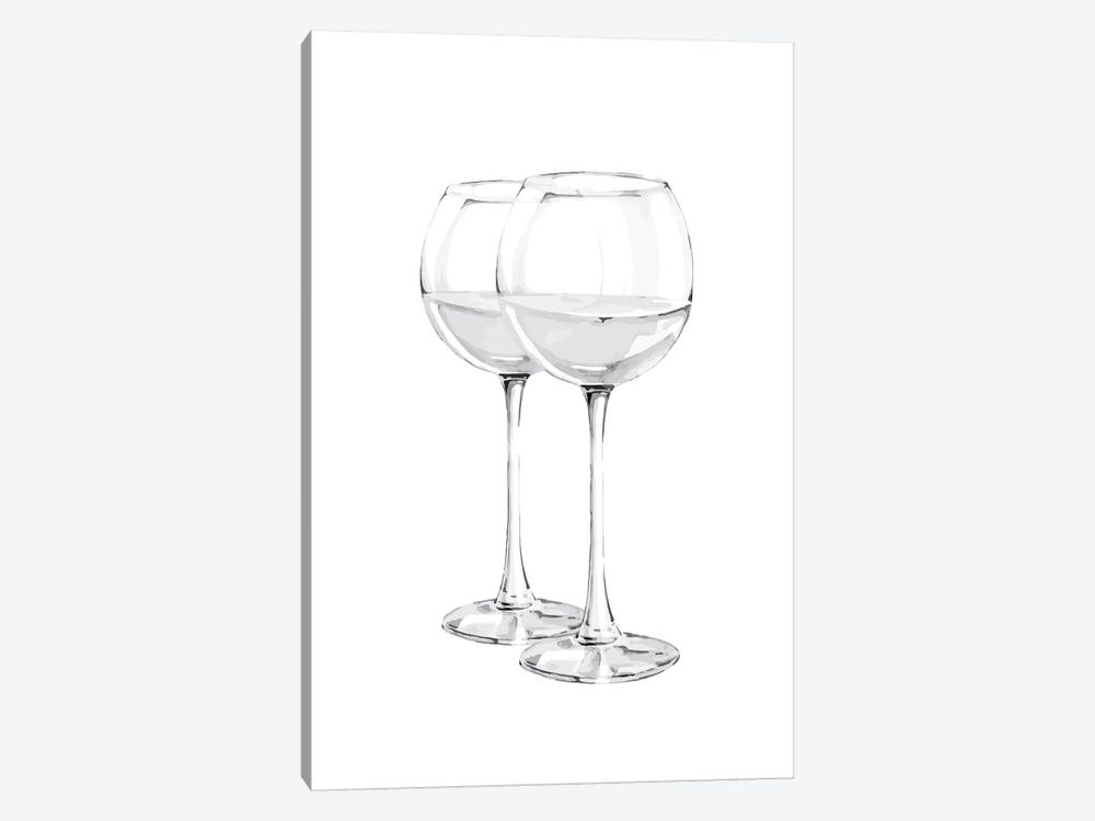 Grey Wine Glasses by Pixy Paper 1-piece Canvas Art