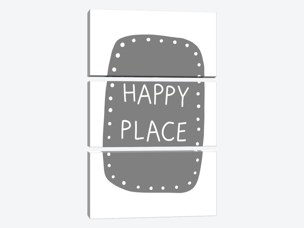 Happy Place Grey Scandi by Pixy Paper 3-piece Canvas Print