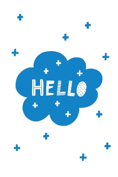 Hello Bubble Cloud Blue Super Scandi by Pixy Paper canvas print