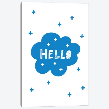Hello Bubble Cloud Blue Super Scandi Canvas Print #PXY224} by Pixy Paper Canvas Print