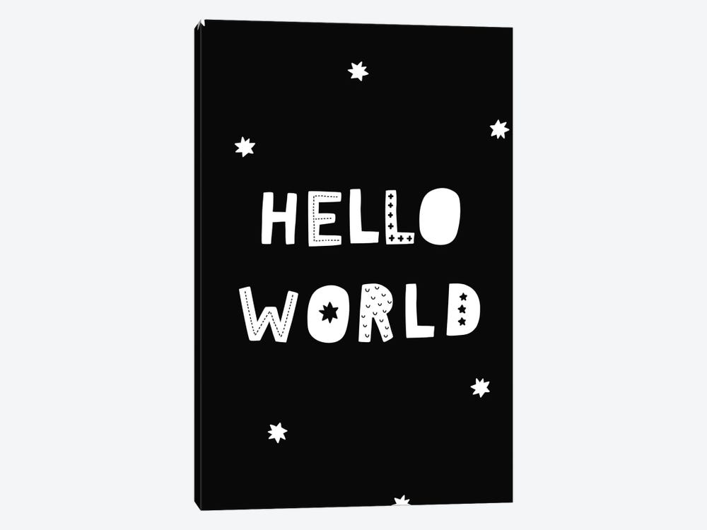 Hello World Black by Pixy Paper 1-piece Canvas Art
