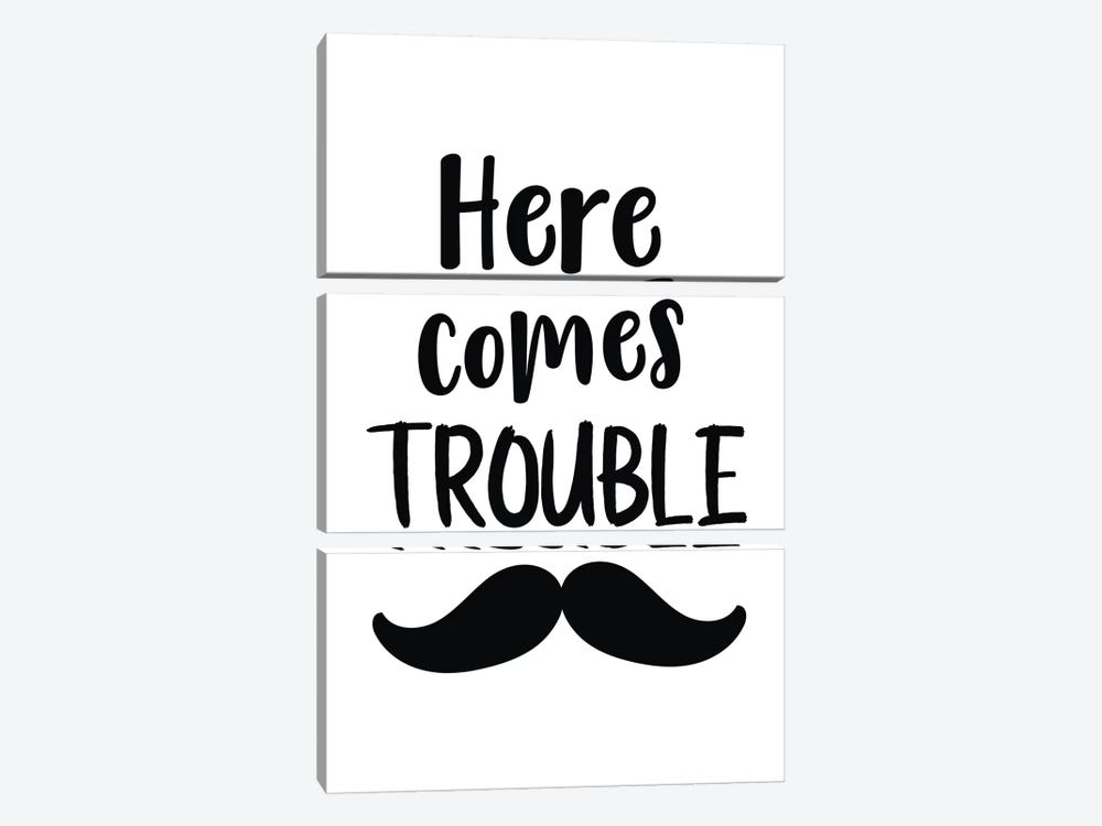 Here Comes Trouble Black Novelty by Pixy Paper 3-piece Art Print