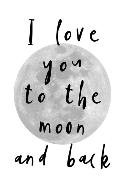 I Love You To The Moon Black by Pixy Paper canvas print
