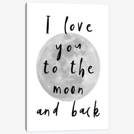 I Love You To The Moon Black Canvas Print #PXY245} by Pixy Paper Canvas Print