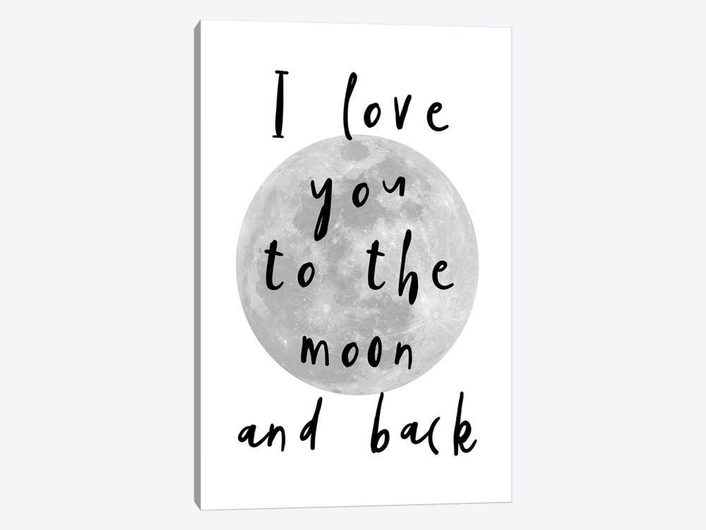 I Love You To The Moon Black by Pixy Paper 1-piece Canvas Art