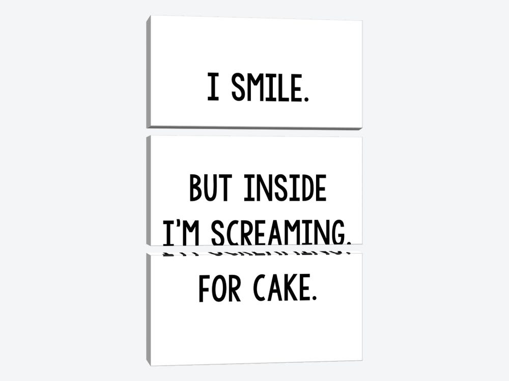 I Smile But Inside I'm Screaming For Cake by Pixy Paper 3-piece Canvas Print