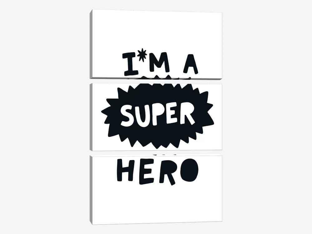 Im A Super Hero Black Super Scandi by Pixy Paper 3-piece Canvas Wall Art