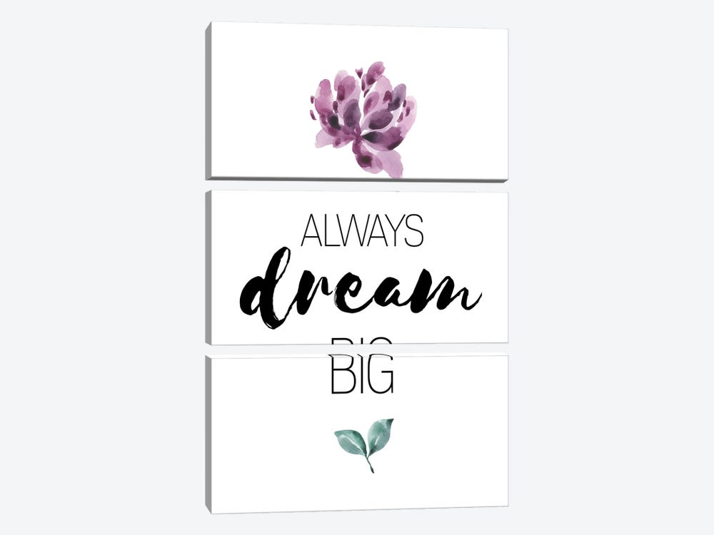 Always Dream Big Purple Floral Collection by Pixy Paper 3-piece Art Print