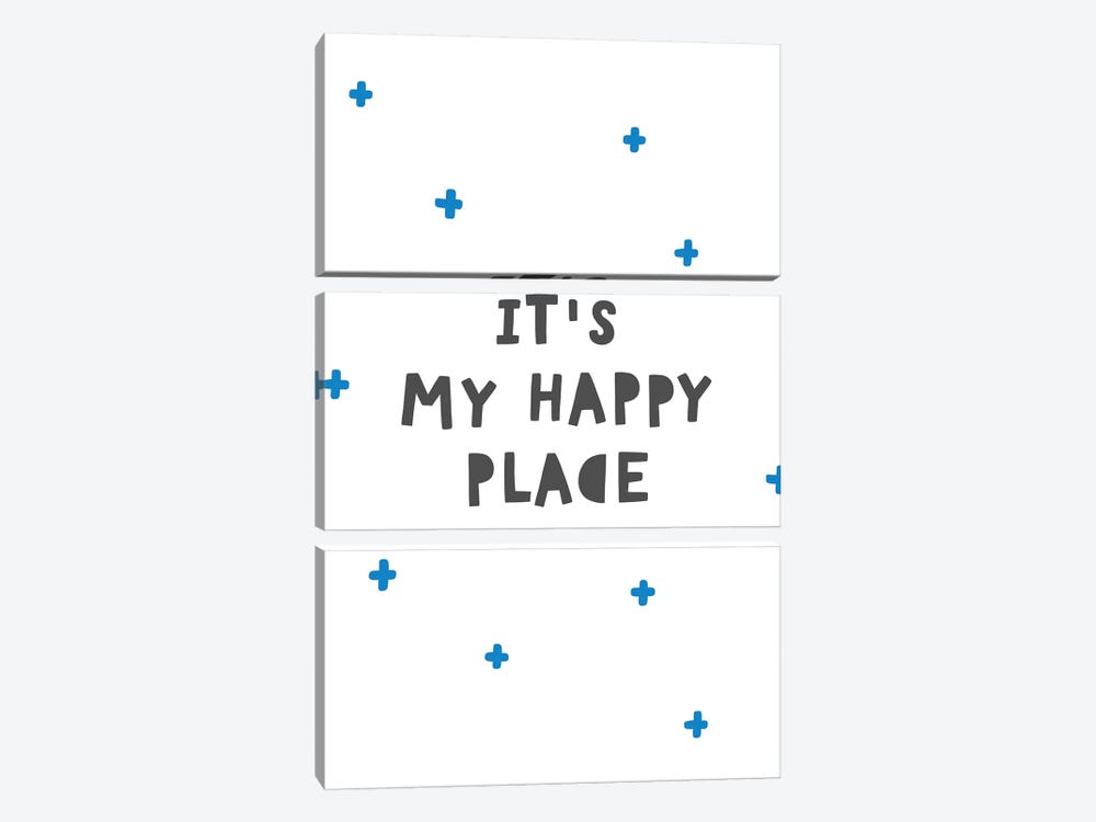 Its My Happy Place Blue Super Scandi by Pixy Paper 3-piece Canvas Wall Art