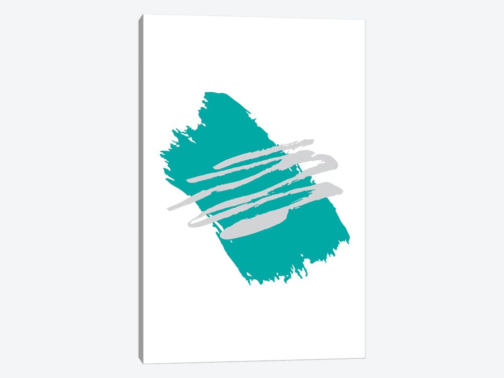 Jaggered Paint Brush Teal by Pixy Paper 1-piece Canvas Art